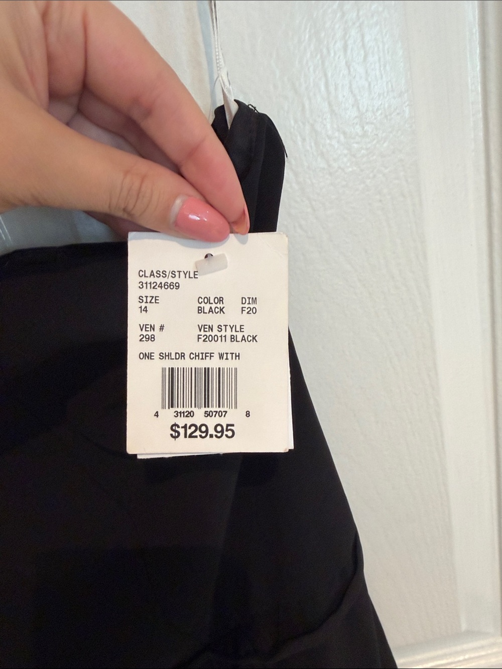 NWT David's Bridal One-Shoulder Black Evening Gown - Picture 3 of 7